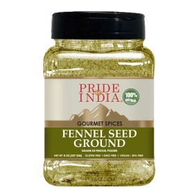 Pride of India ‚Äì Fennel Seed Ground ‚Äì Natural & Gourmet Spice ‚Äì Perfect Addition to Tea/Drinks/ Roast/Rubs/Bakes/ - Cooling Properties ‚Äì Easy (size: 8 oz)